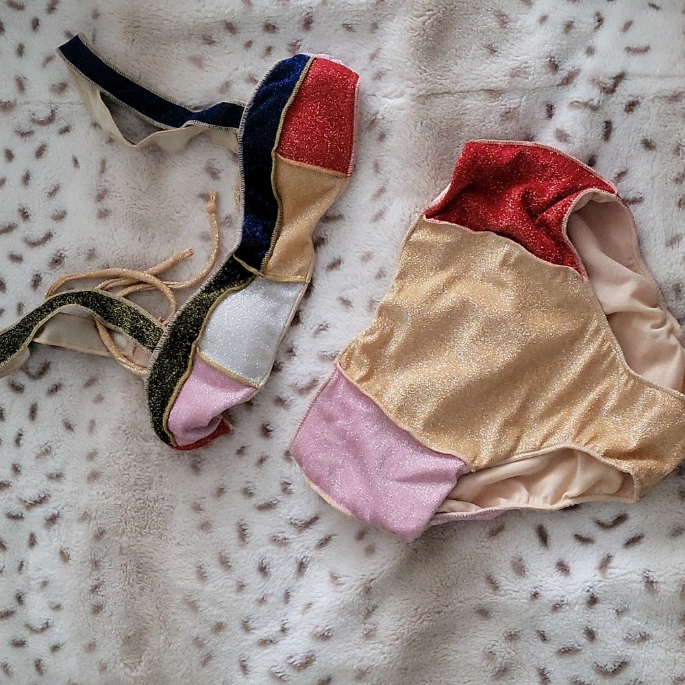 New High waisted color block swimsuit